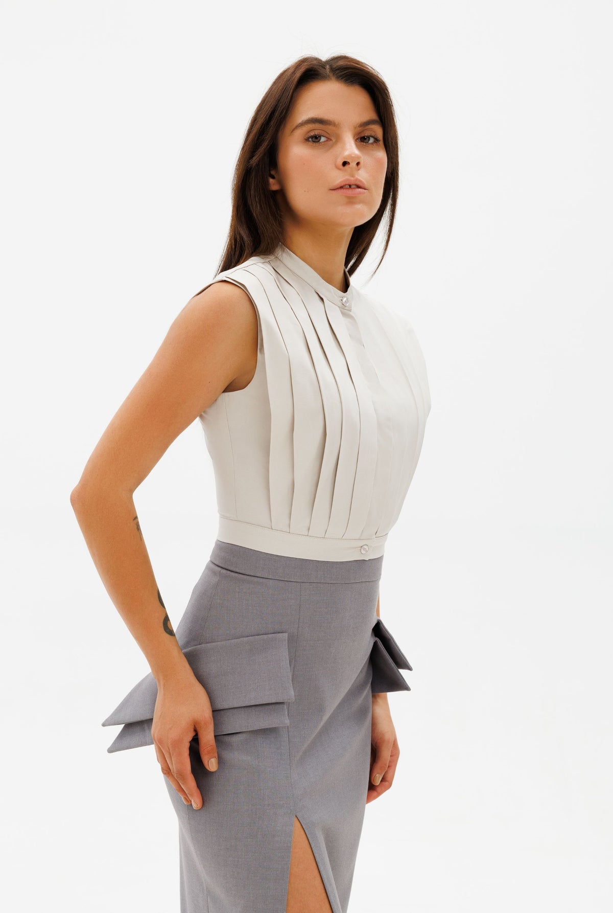 DAR ANN STUDIO - SHELLFISH Top | Gray  , buy at DOORS NYC