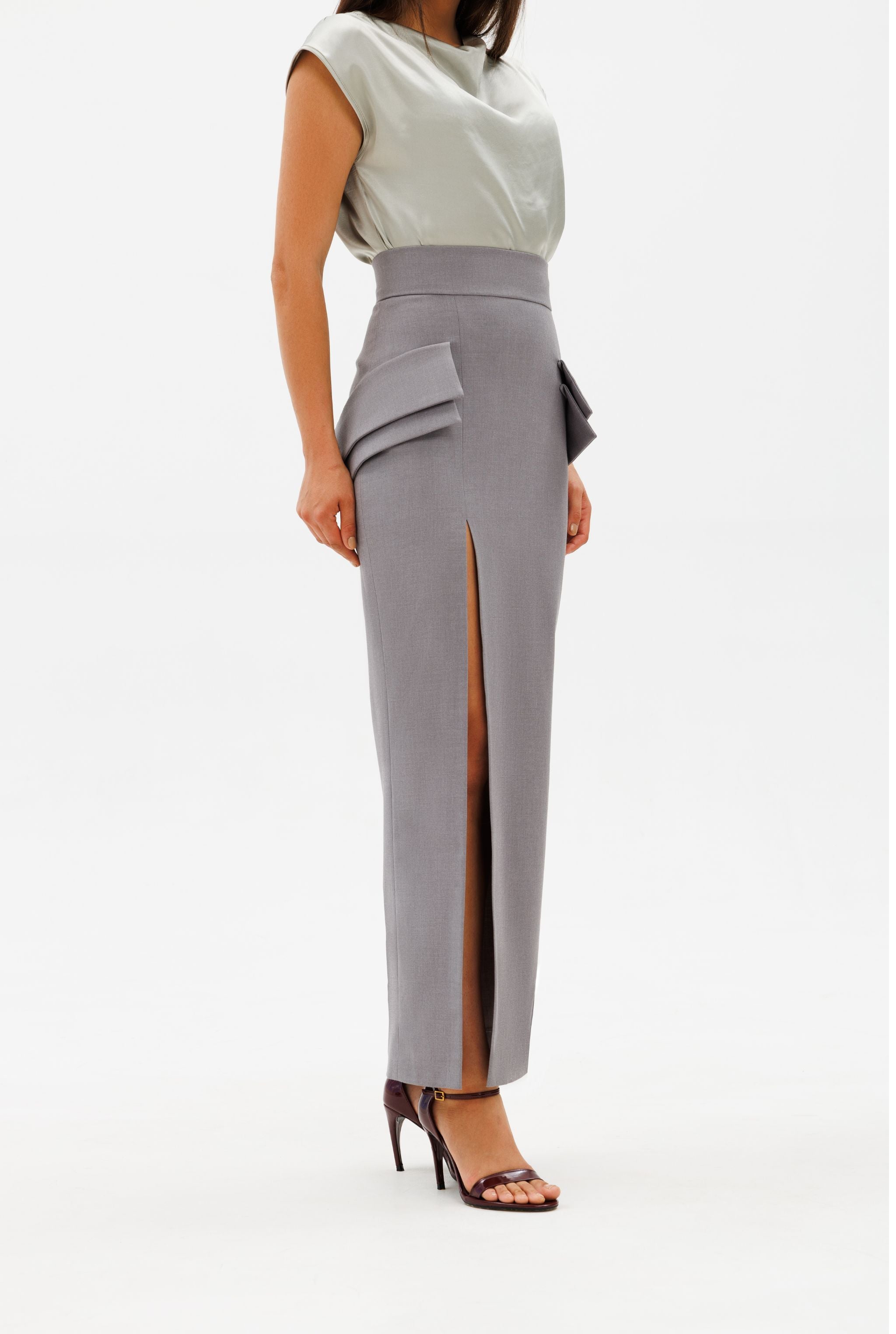 DAR ANN STUDIO - EXECUTIVE Maxi Skirt | Gray, buy at DOORS NYC