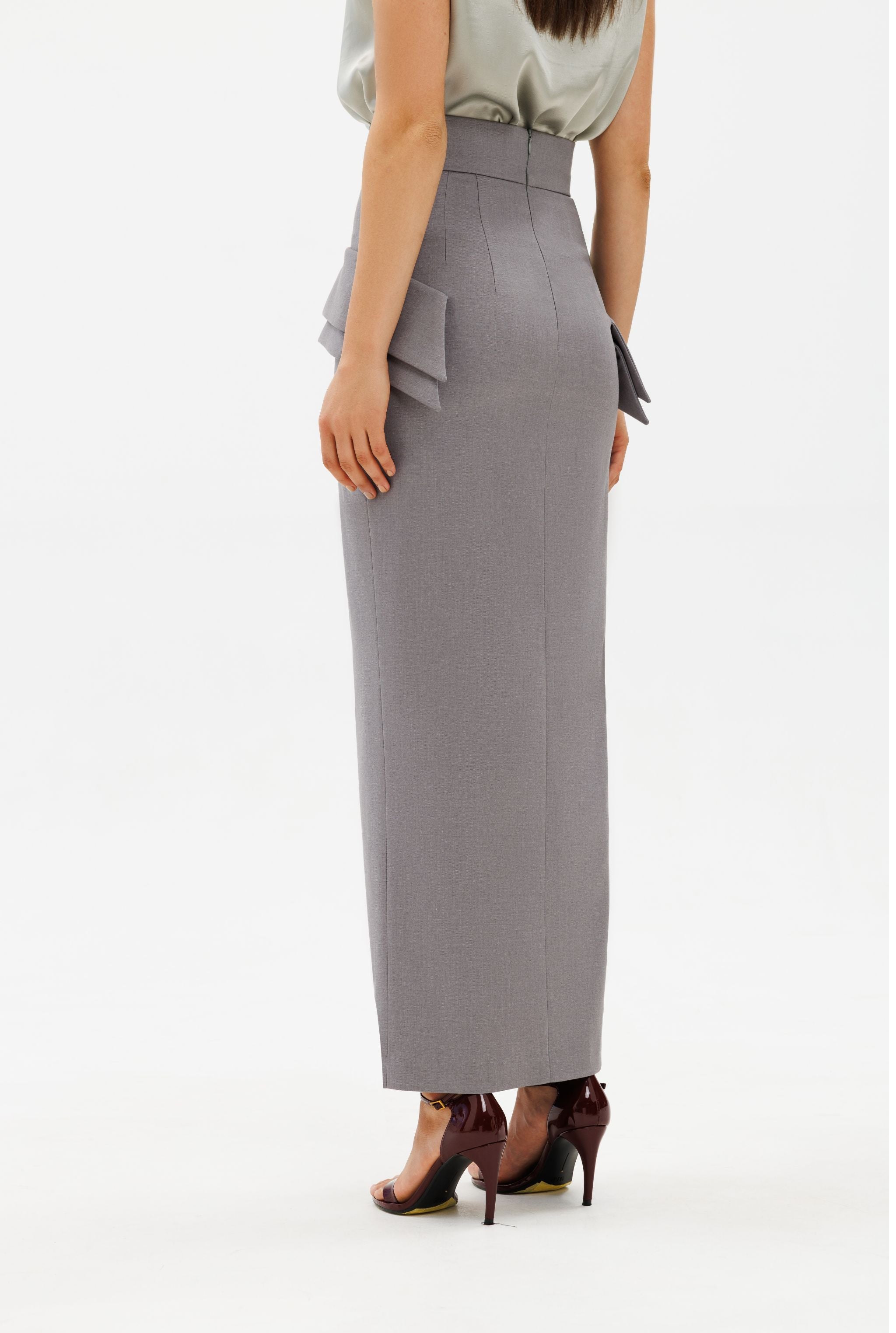 DAR ANN STUDIO - EXECUTIVE Maxi Skirt | Gray, buy at DOORS NYC