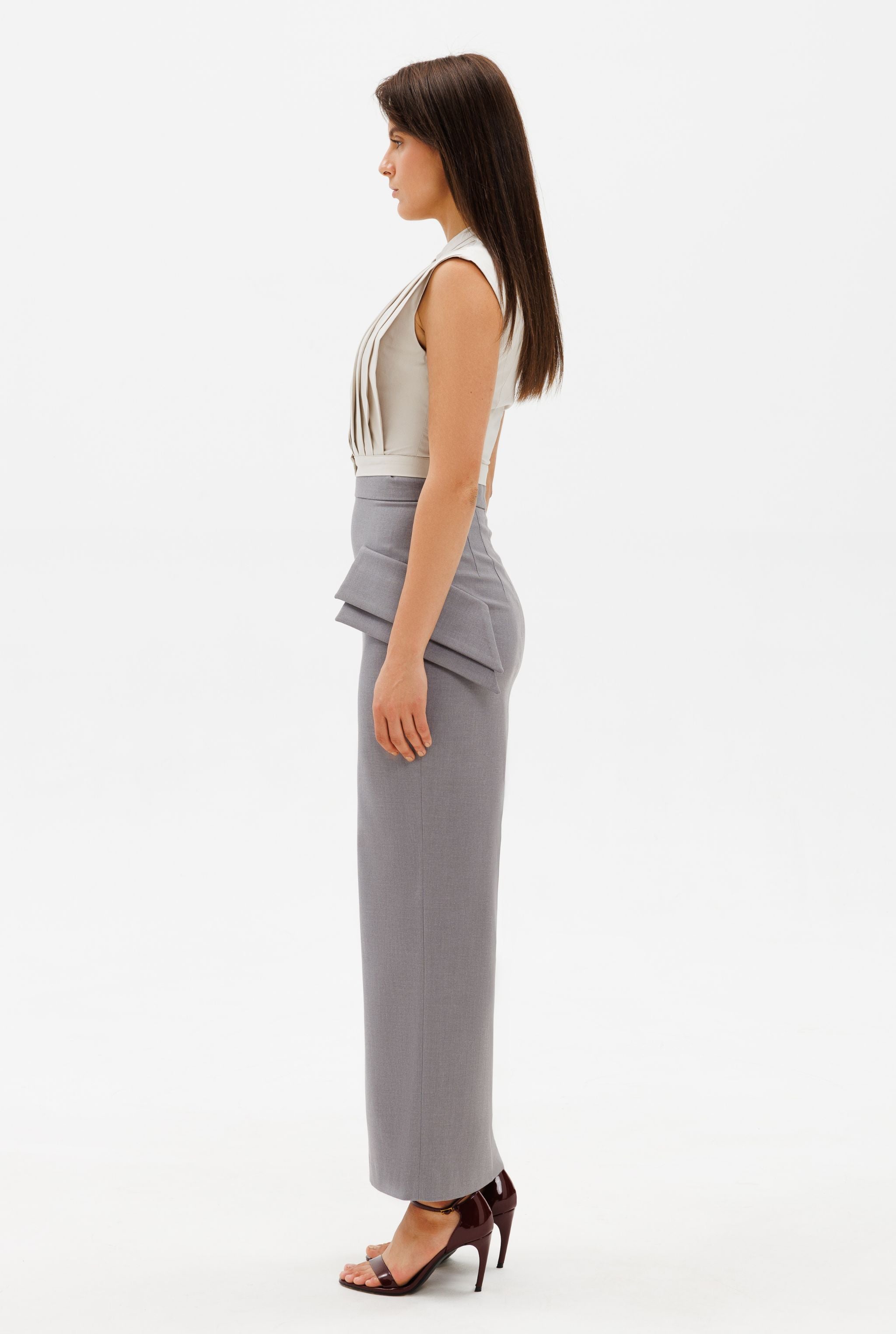 DAR ANN STUDIO - EXECUTIVE Maxi Skirt | Gray, buy at DOORS NYC