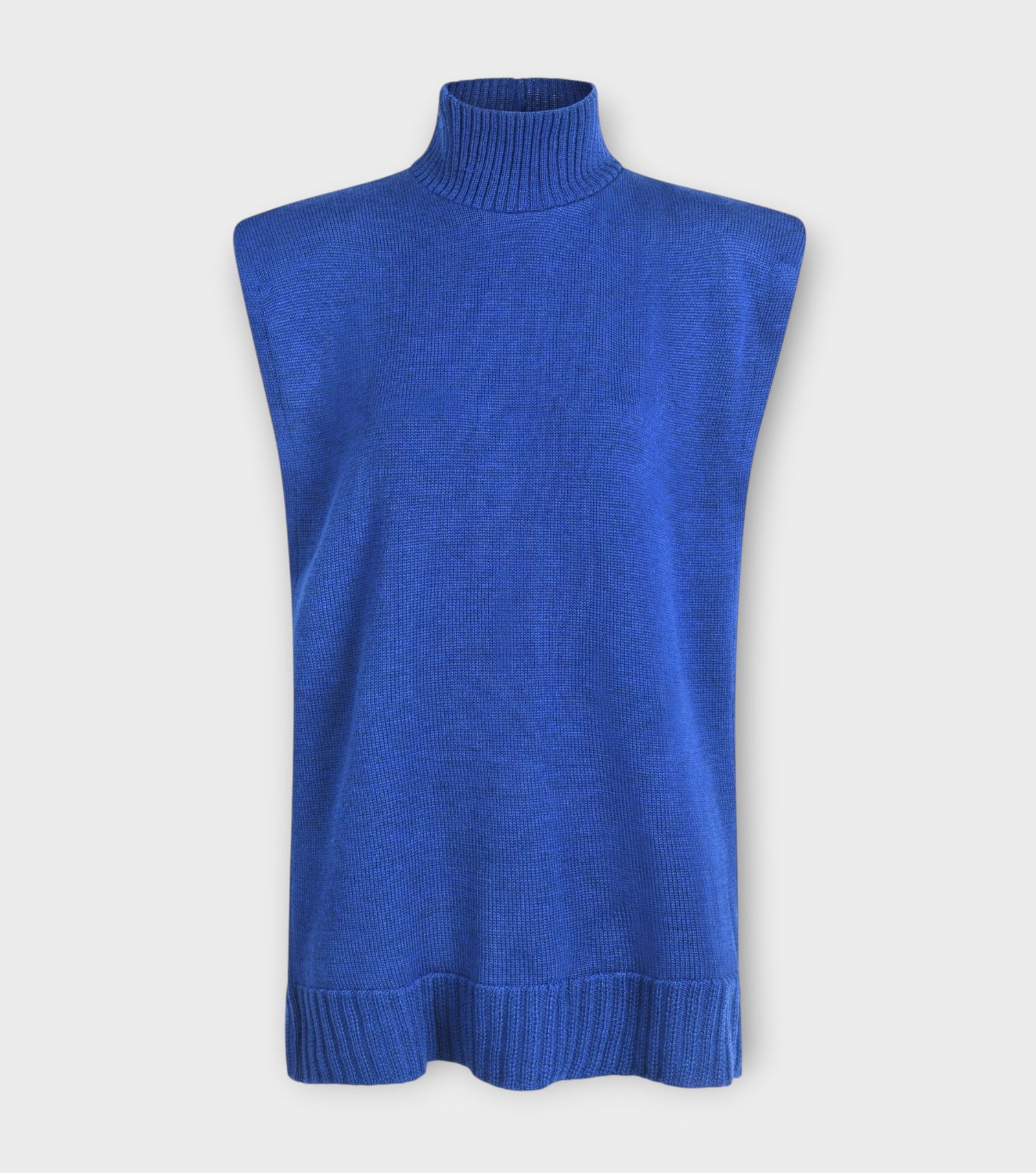 Cobalt Blue Merino Wool Turtleneck Poncho