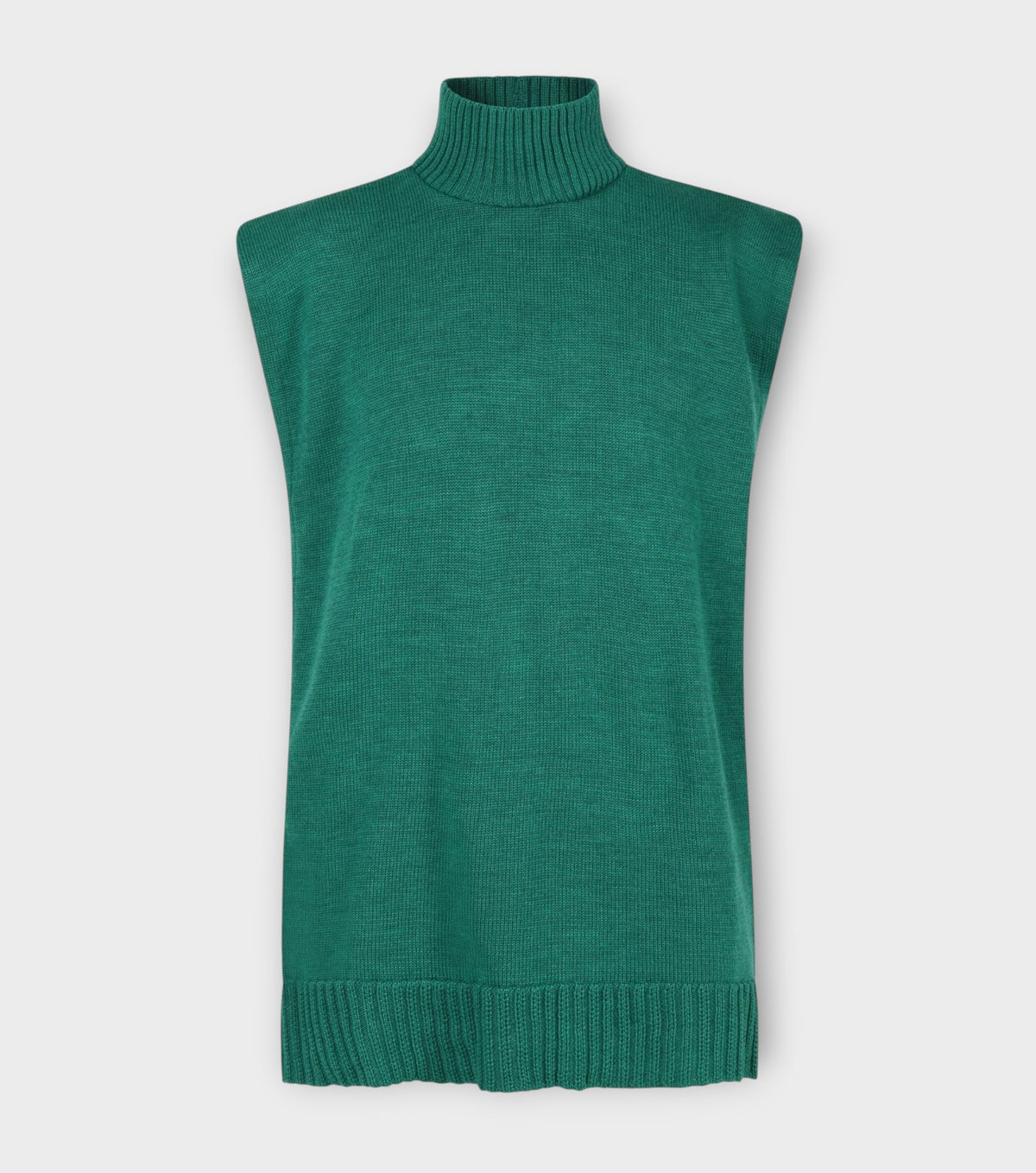 Emerald Green Merino Wool Turtleneck Poncho