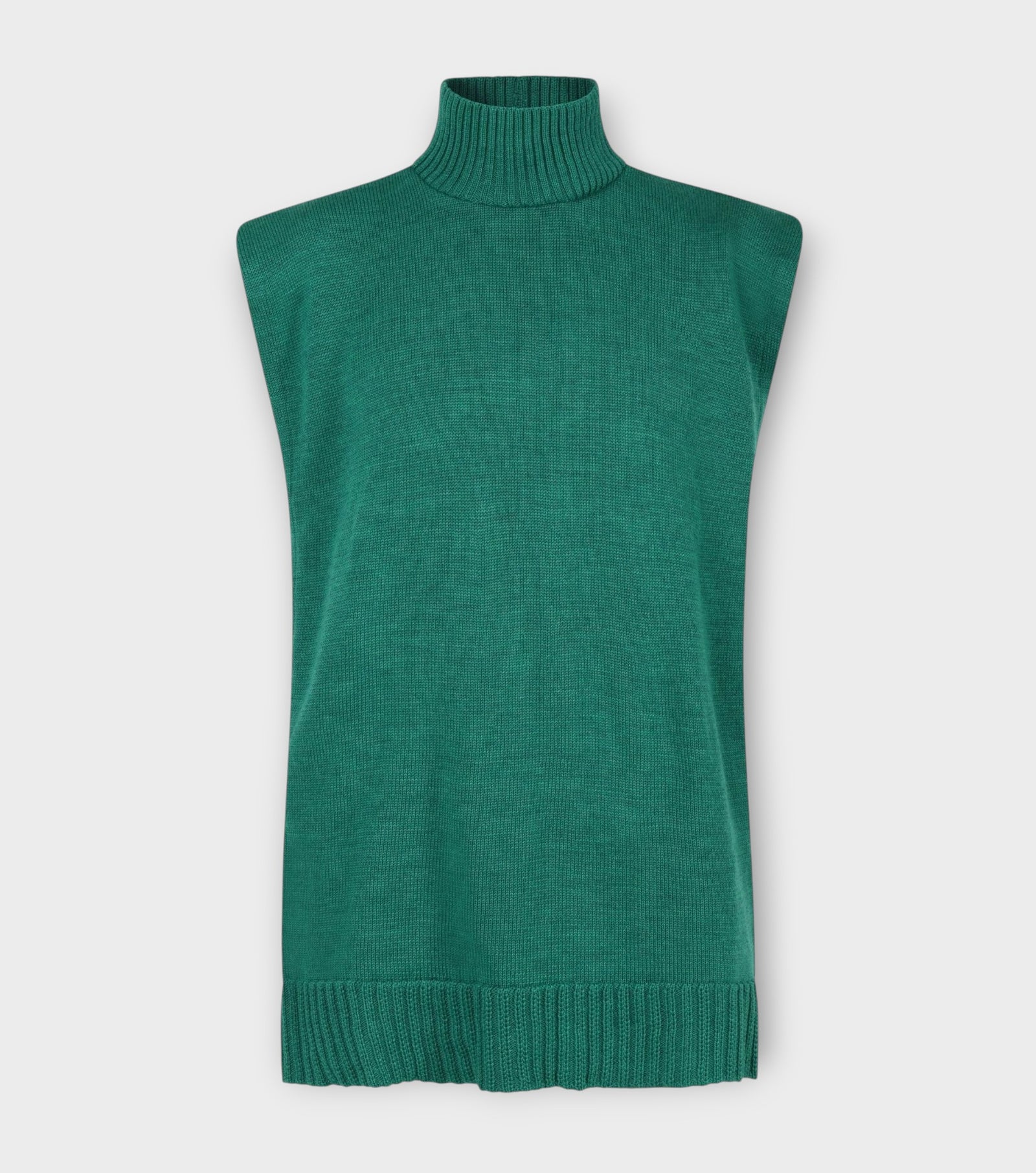Emerald Green Merino Wool Turtleneck Poncho