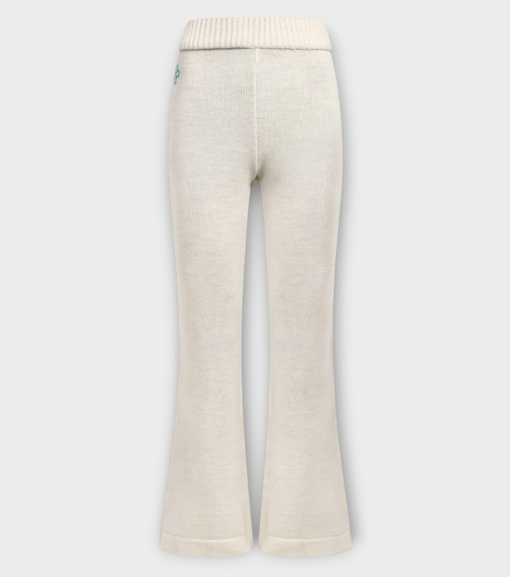 Ivory Merino Wool Flared Knit Pants