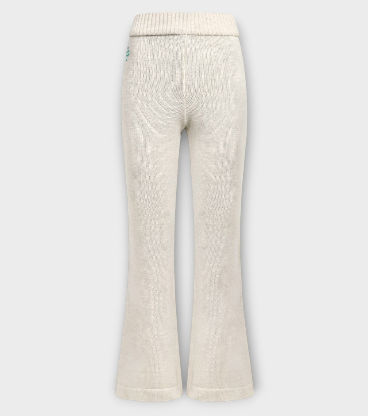 Ivory Merino Wool Flared Knit Pants