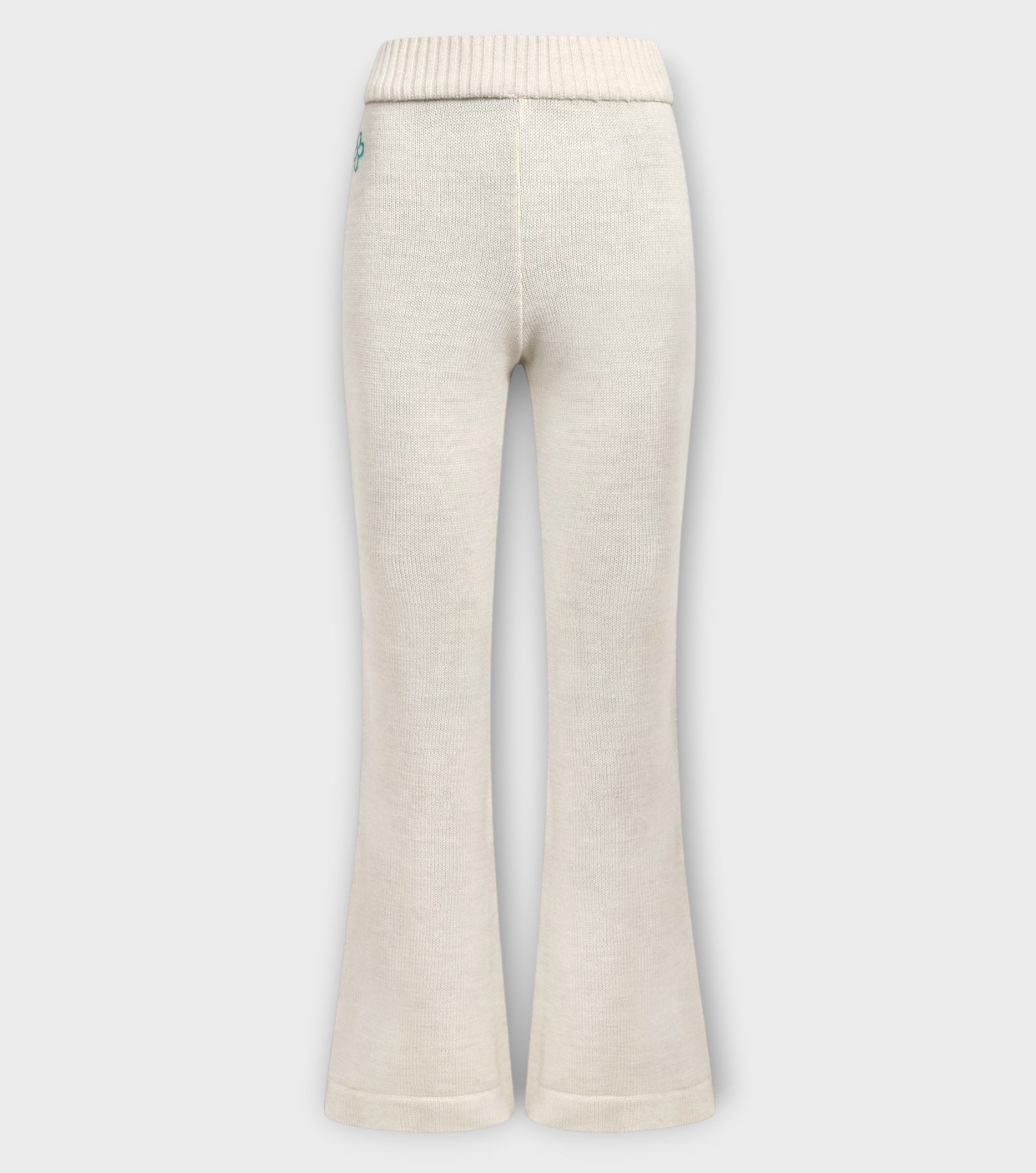 Ivory Merino Wool Flared Knit Pants