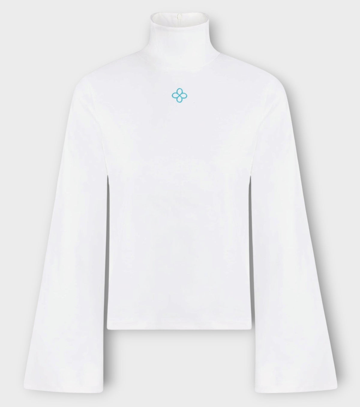 White Organic Cotton High Neck Top