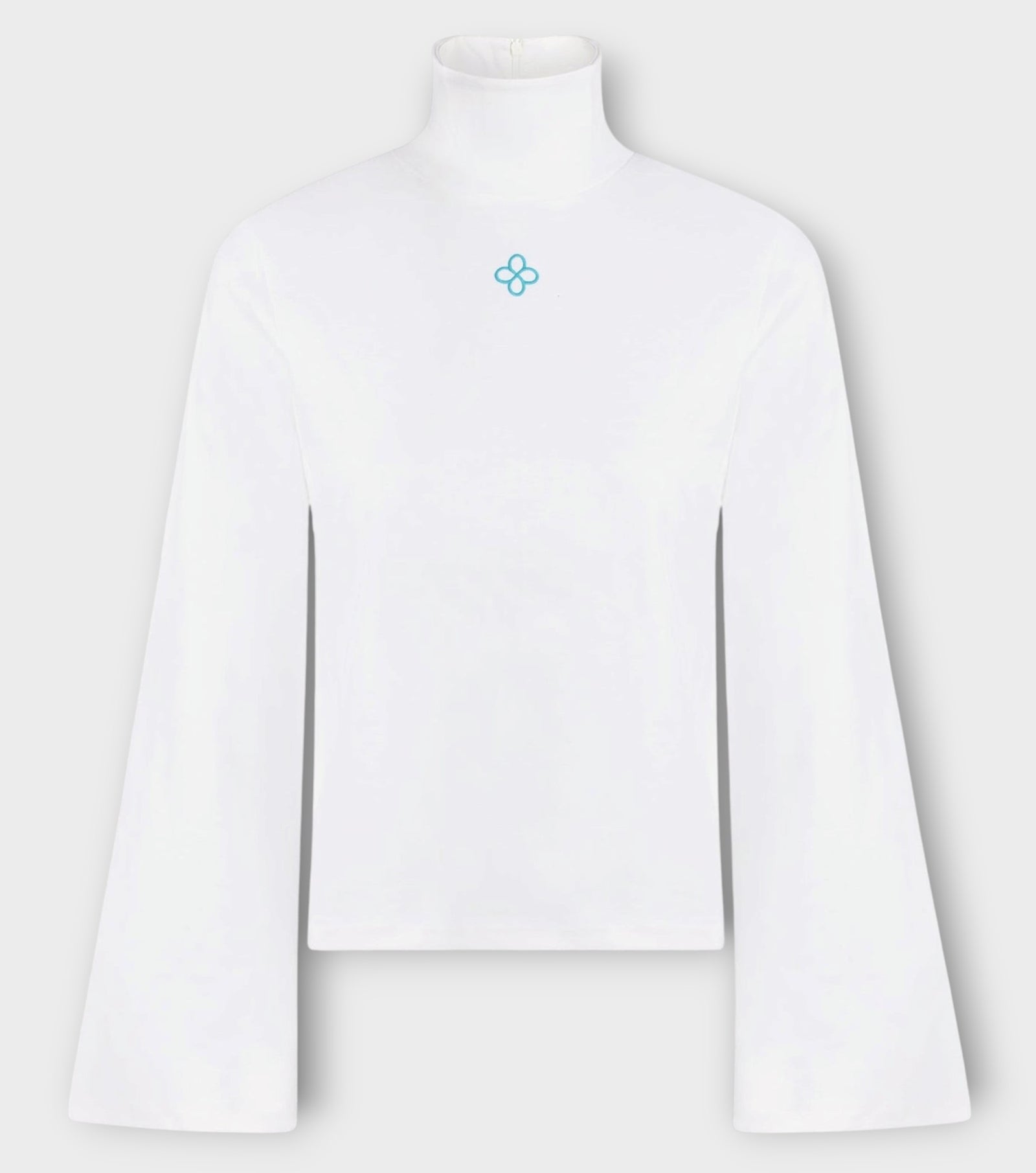 White Organic Cotton High Neck Top