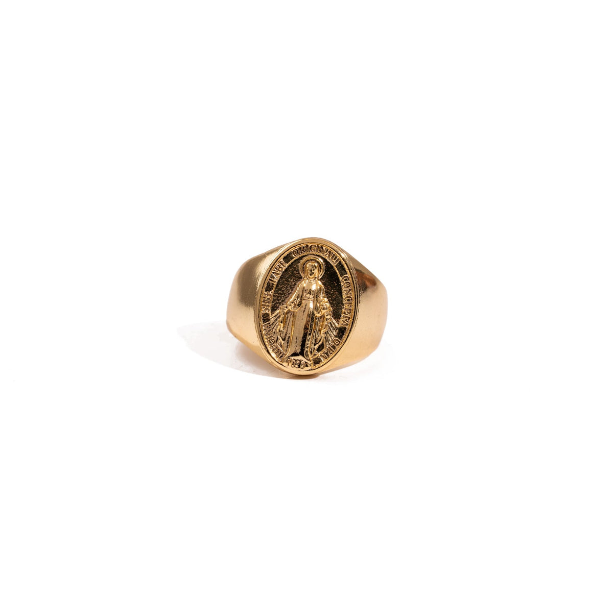 Divine Protection Virgin Mary Gold Vermeil Ring