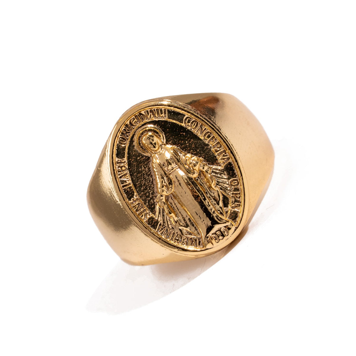Divine Protection Virgin Mary Gold Vermeil Ring