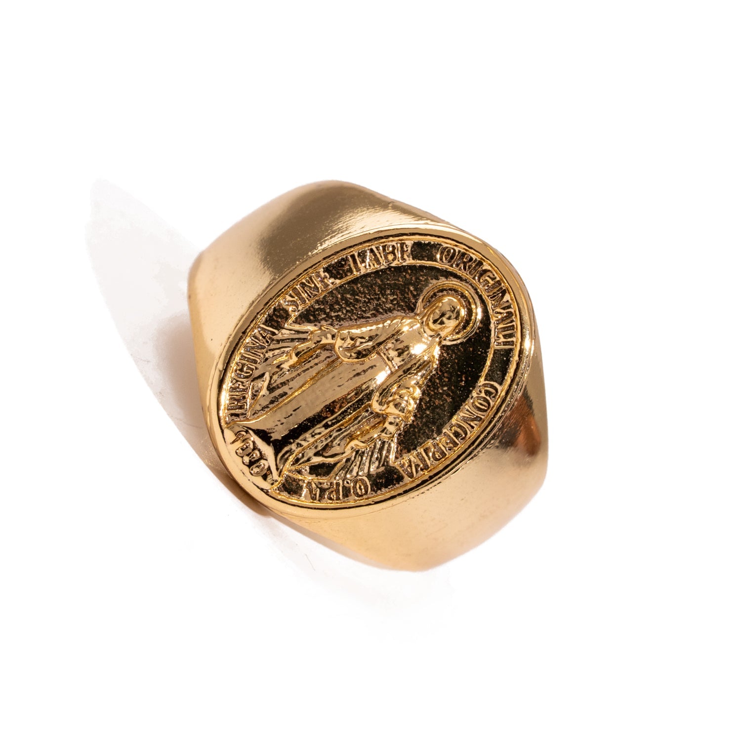 Divine Protection Virgin Mary Gold Vermeil Ring