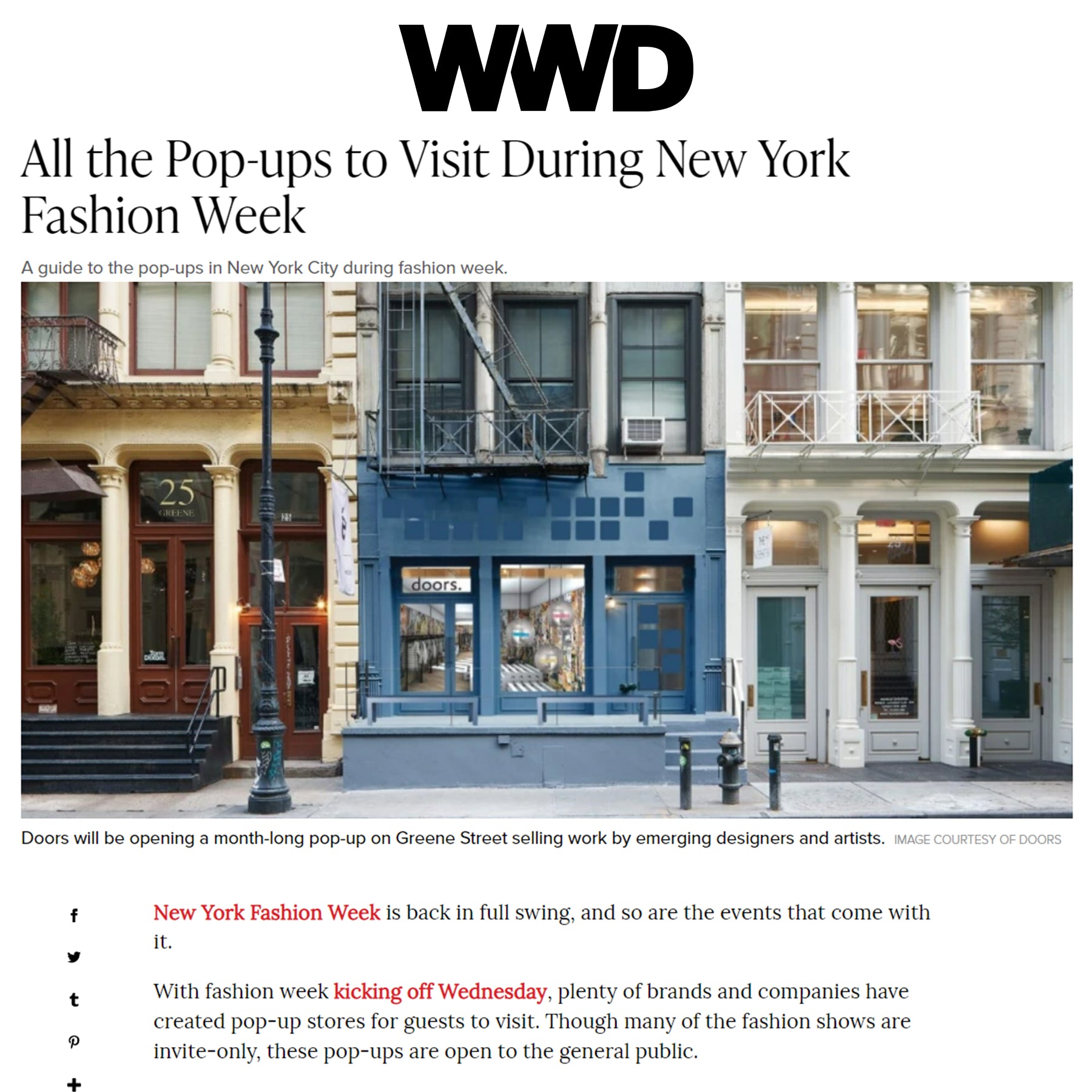 Doors Pop-ups to Visit During New York Fashion Week