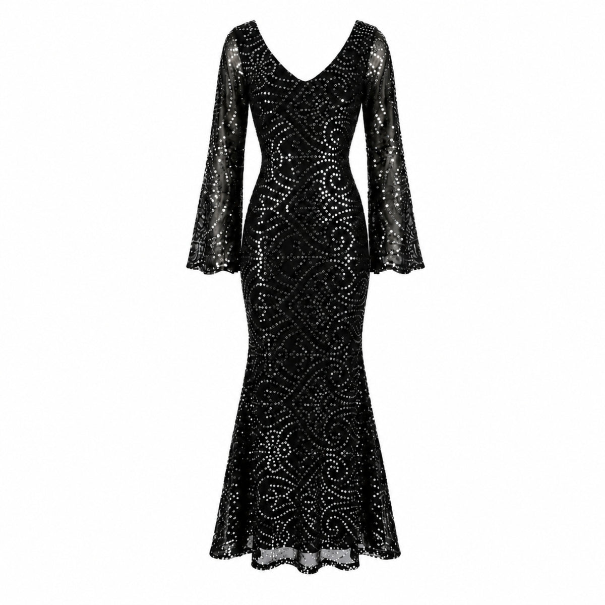 Black Patra Mermaid Maxi Dress - ghost mannequin back (updated)
