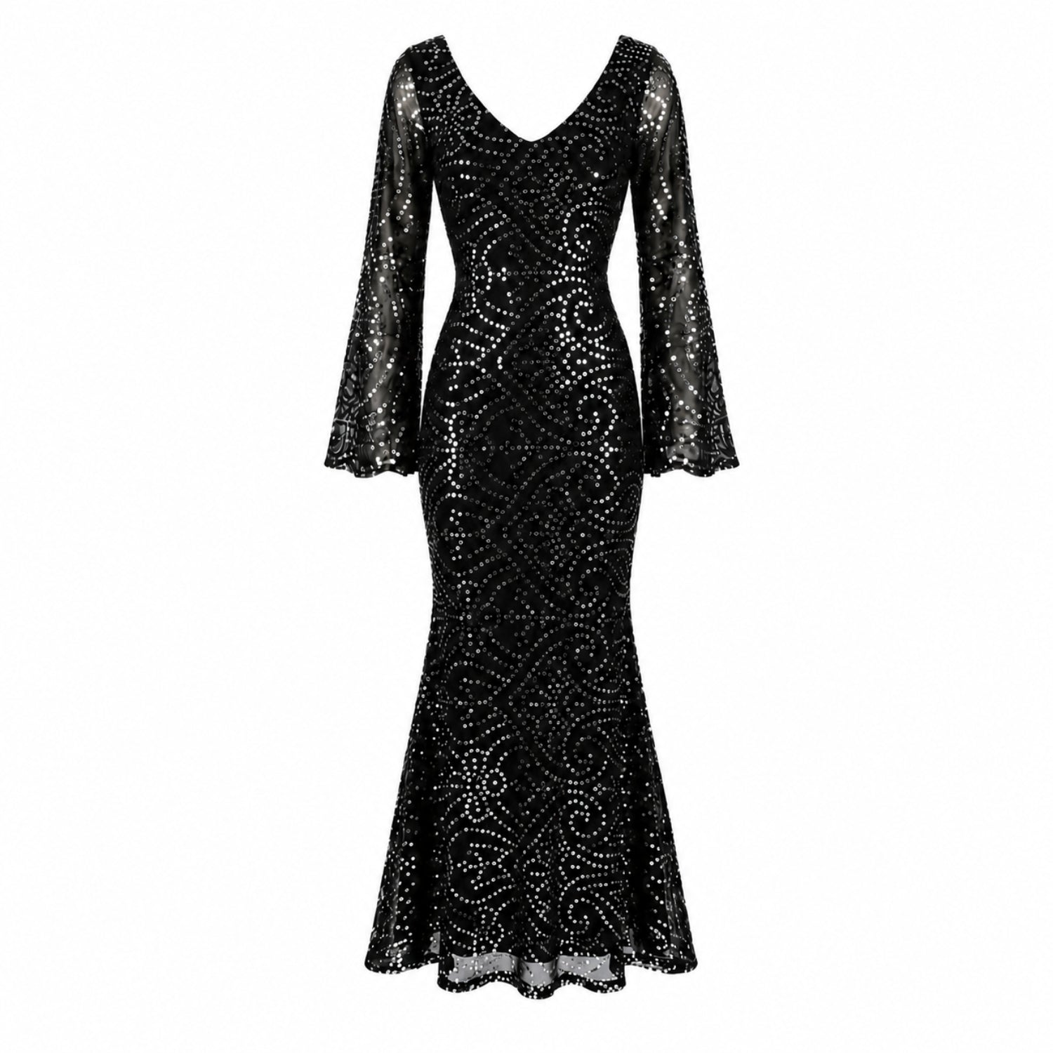 Black Patra Mermaid Maxi Dress - ghost mannequin back (updated)