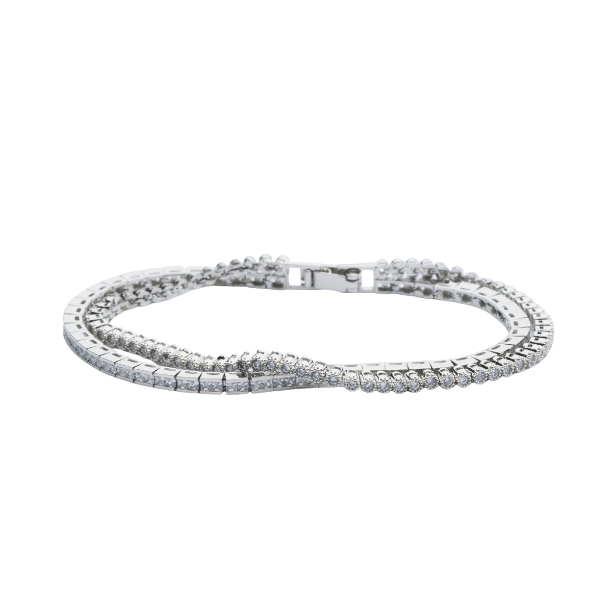 Silver Double Strand Tennis Bracelet with Cubic Zirconia