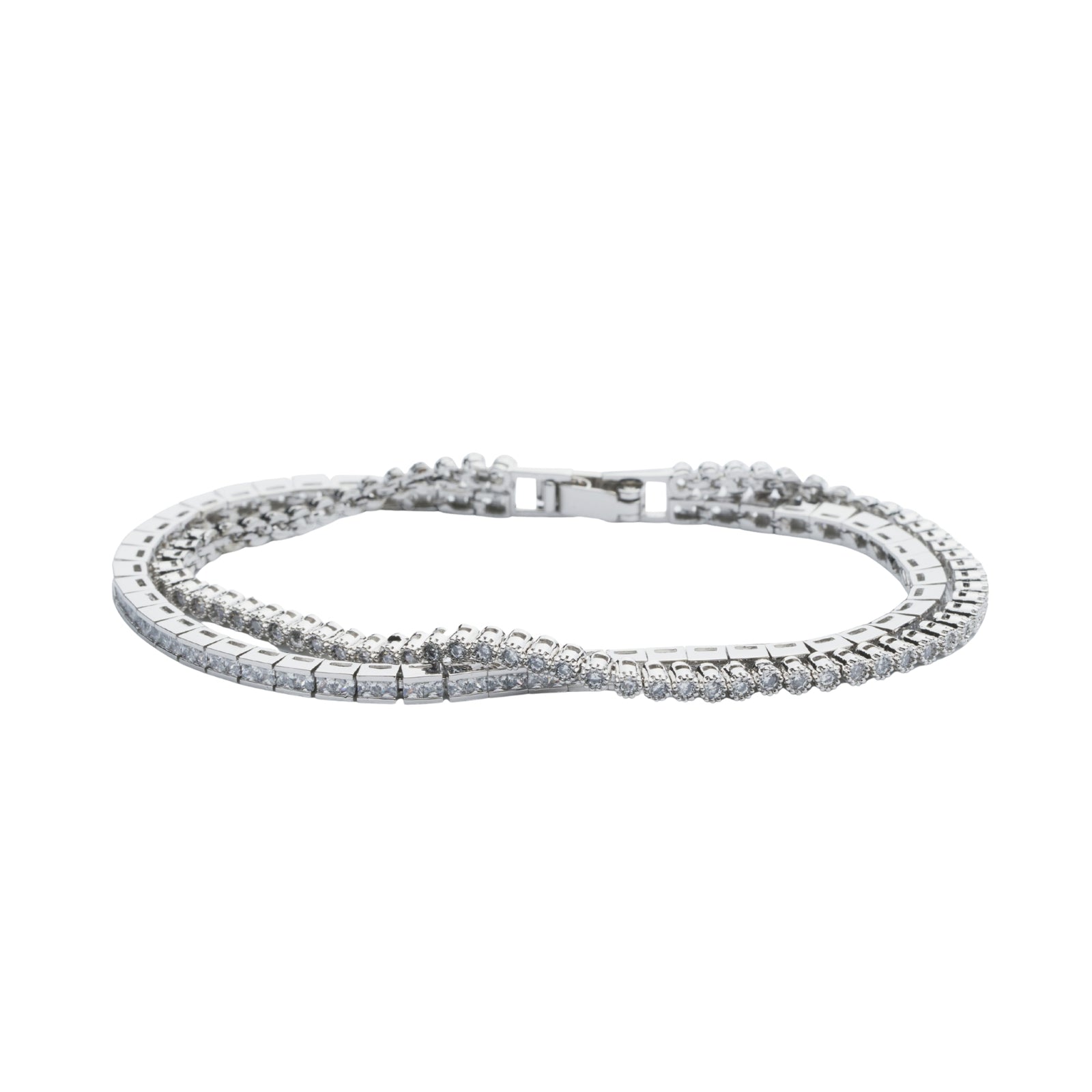 Silver Double Strand Tennis Bracelet with Cubic Zirconia