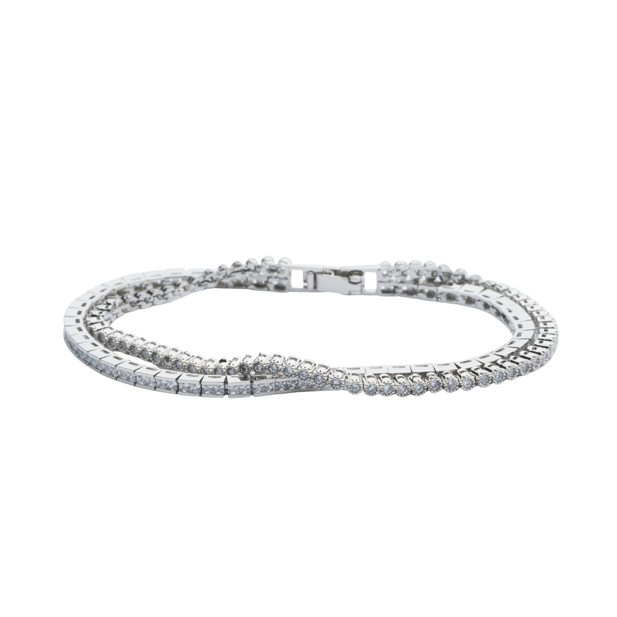 Silver Double Strand Tennis Bracelet with Cubic Zirconia