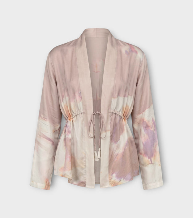 Dusty Rose Ruched Tie-Front Top