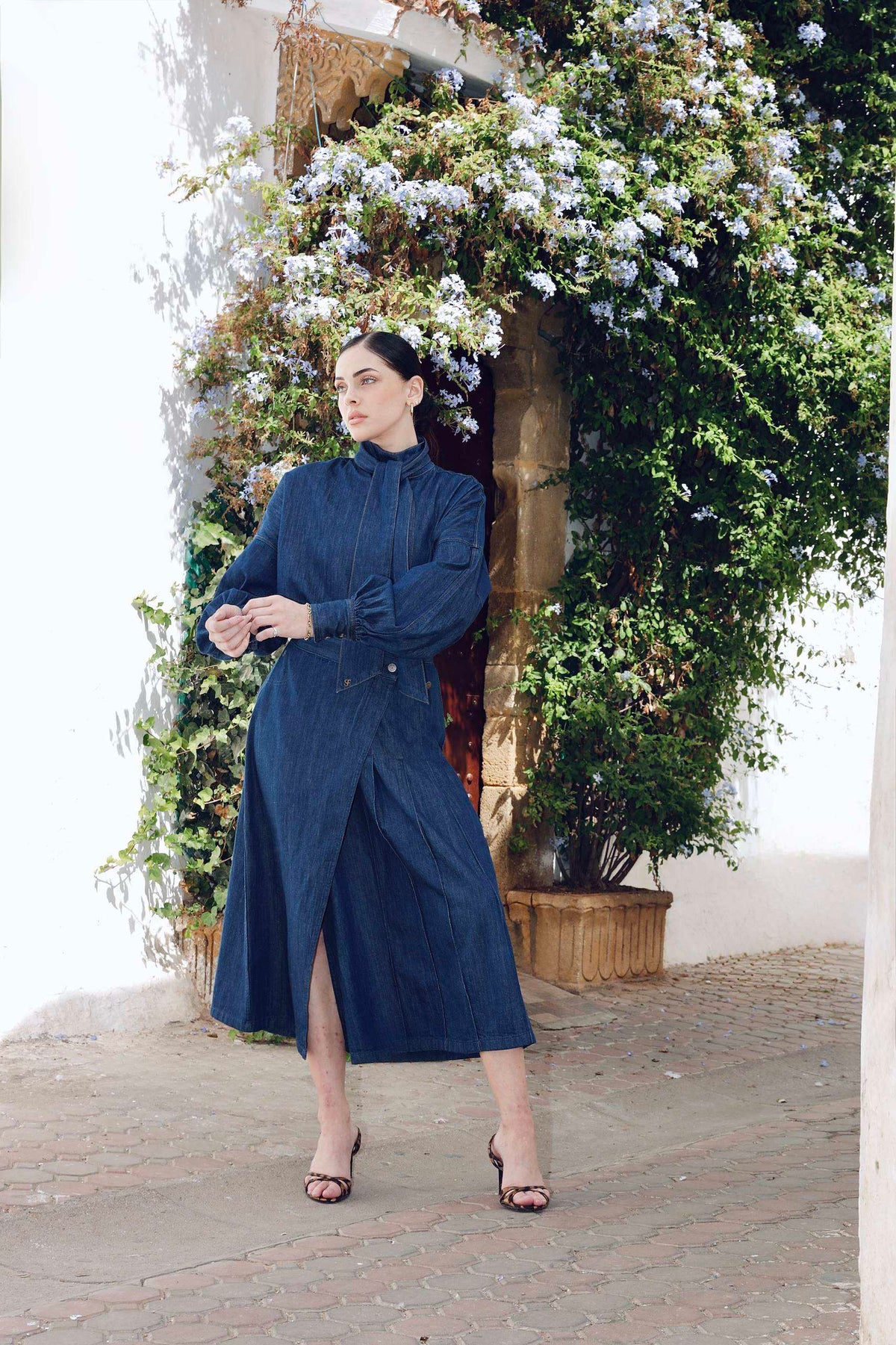 SOEUR &amp; FRÈRES - Dark Blue Denim Wrap Maxi Skirt, worn, buy at DOORS NYC