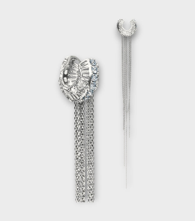 Greatness Gone Earcuff with Chains | Blue Topaz