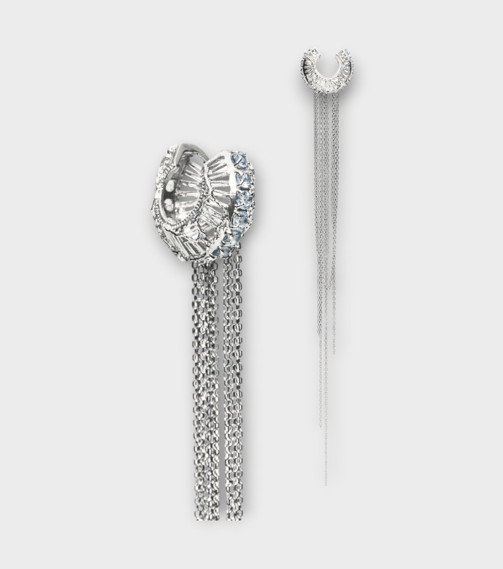 Greatness Gone Earcuff with Chains | Blue Topaz