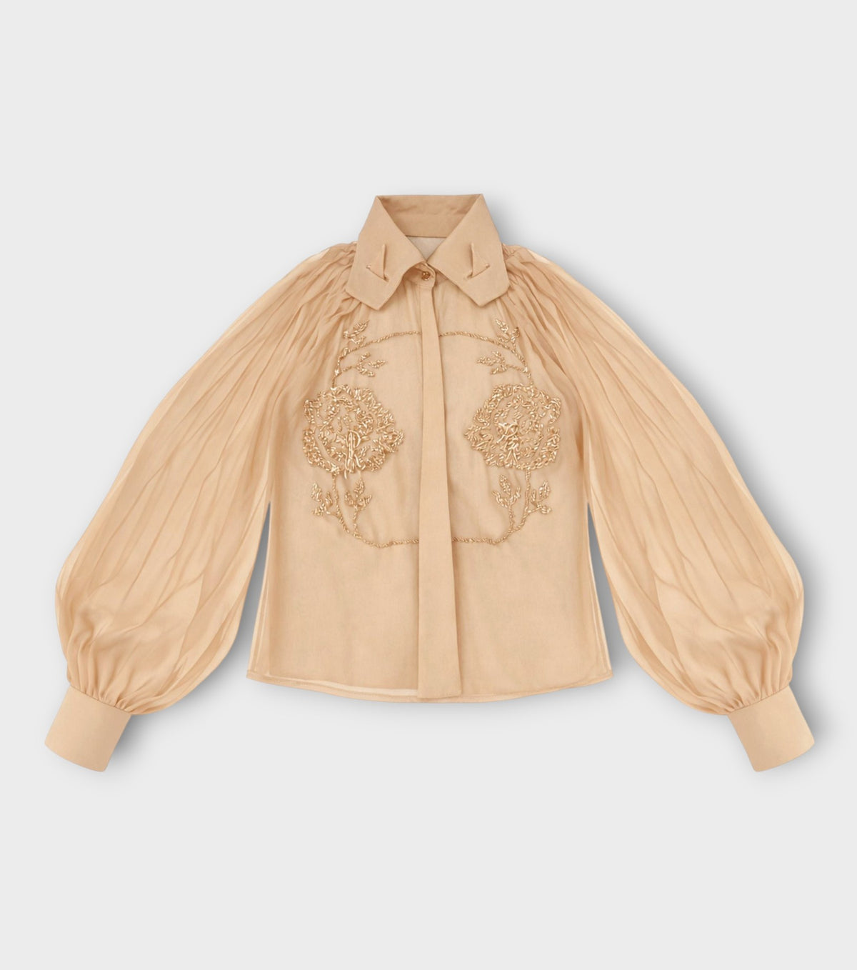 Embroidered Rose Shirt | Beige