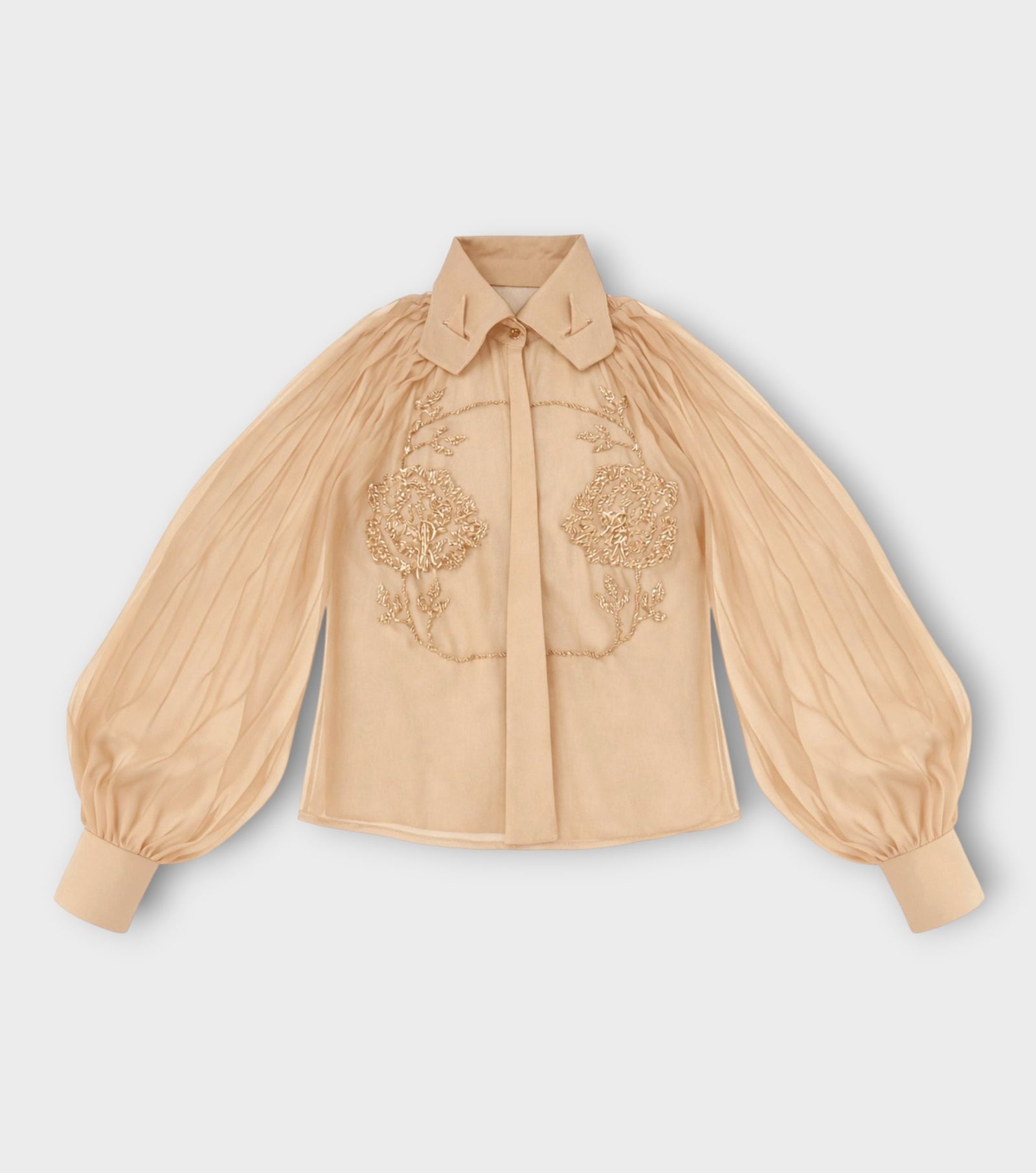 Embroidered Rose Shirt | Beige