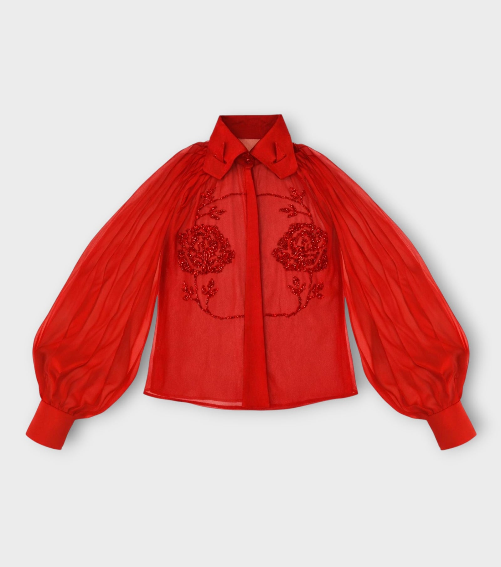 Embroidered Rose Shirt | Red