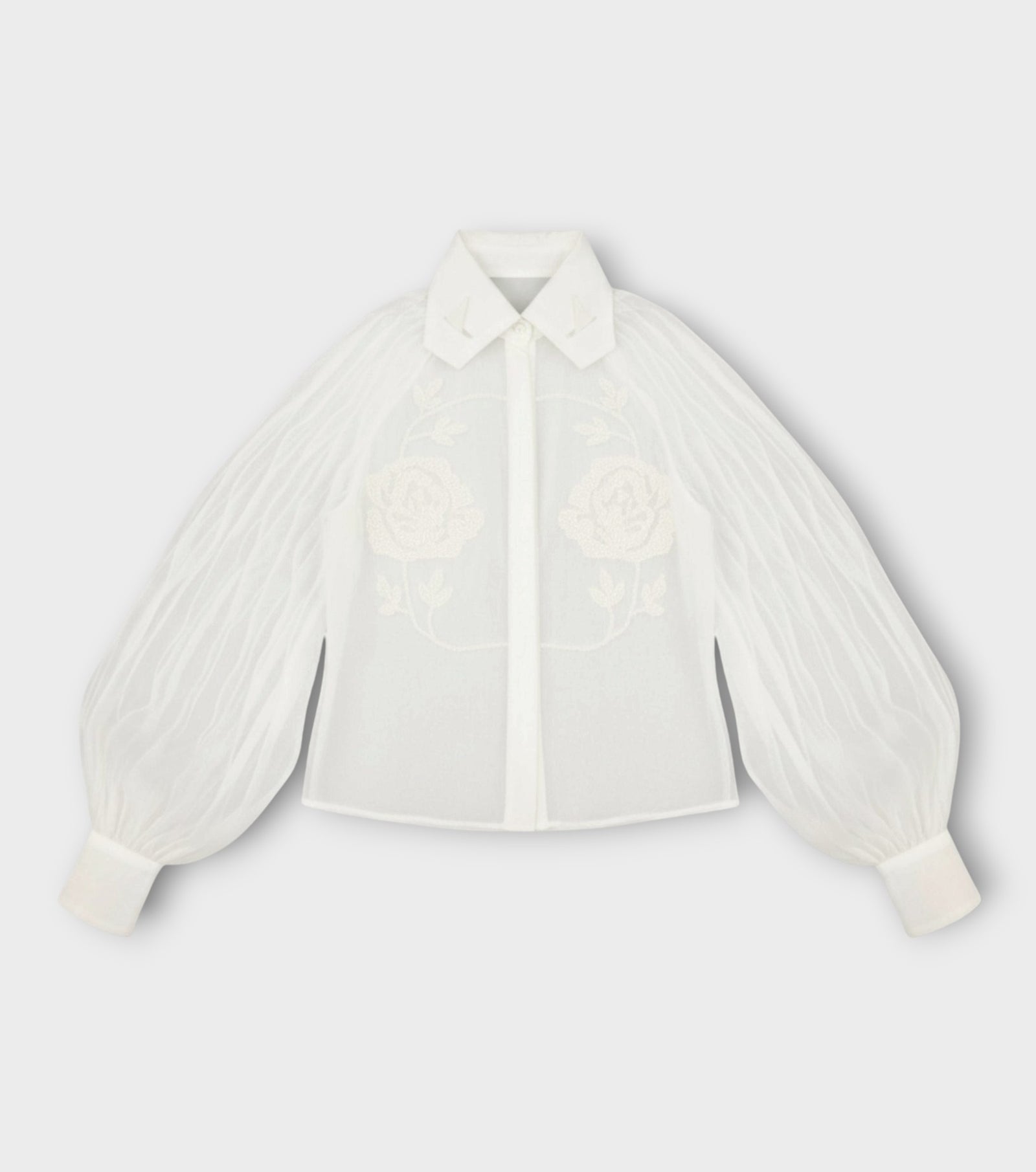 Embroidered Rose Shirt  | White