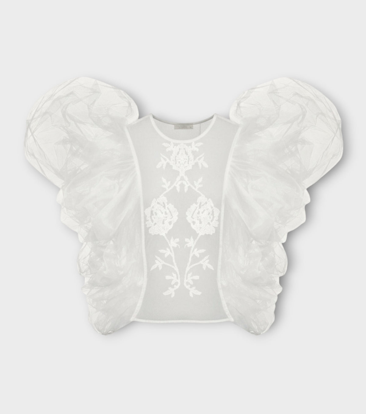 Embroidered Top with Detachable Sleeves | White