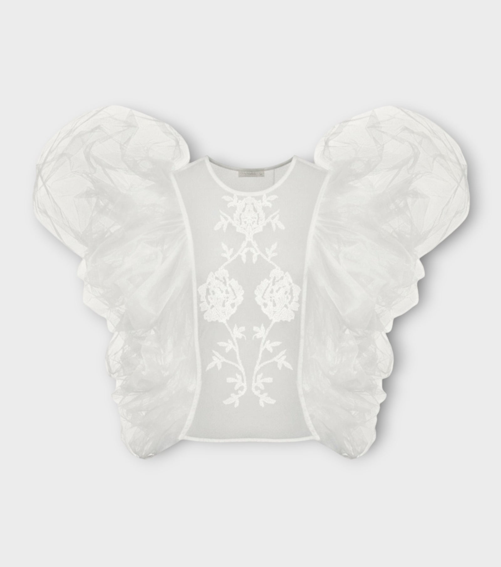Embroidered Top with Detachable Sleeves | White