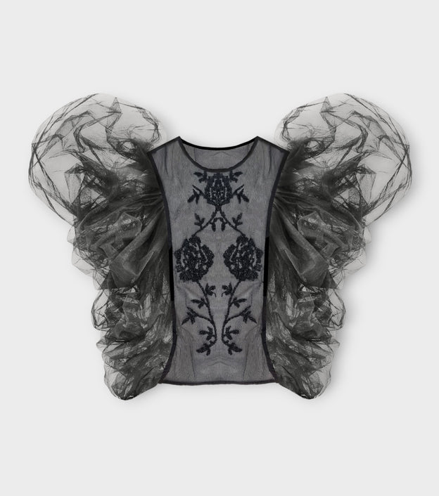 Embroidered Top with Detachable Sleeves