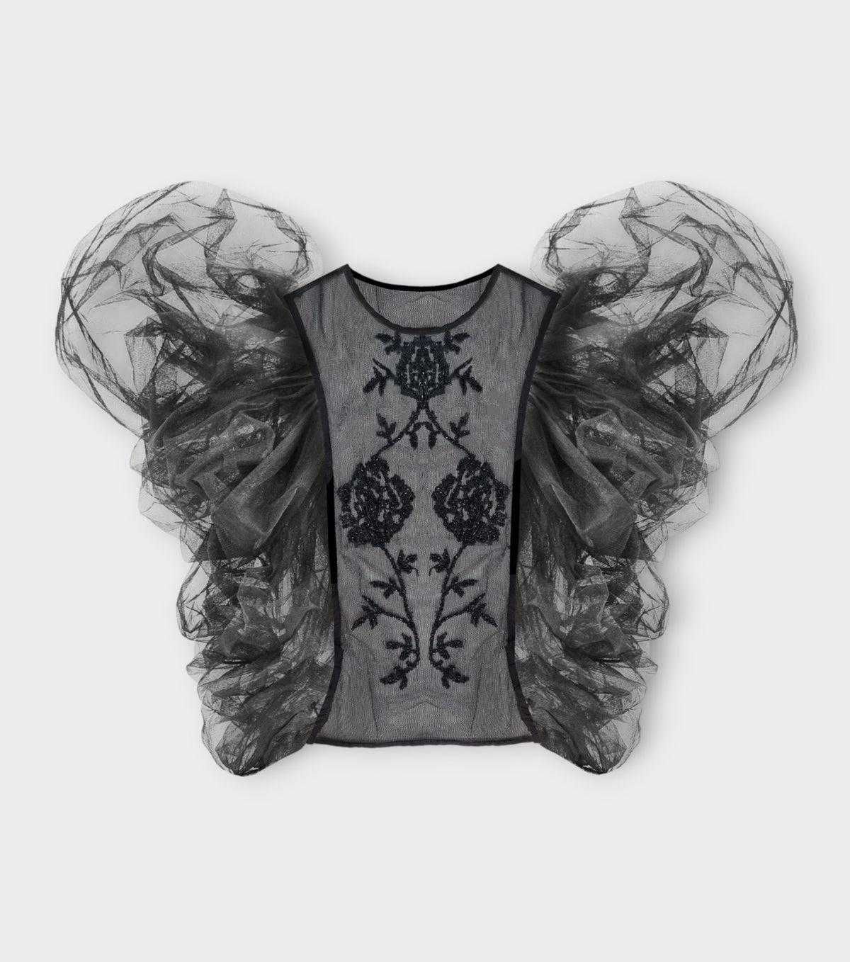 Embroidered Top with Detachable Sleeves