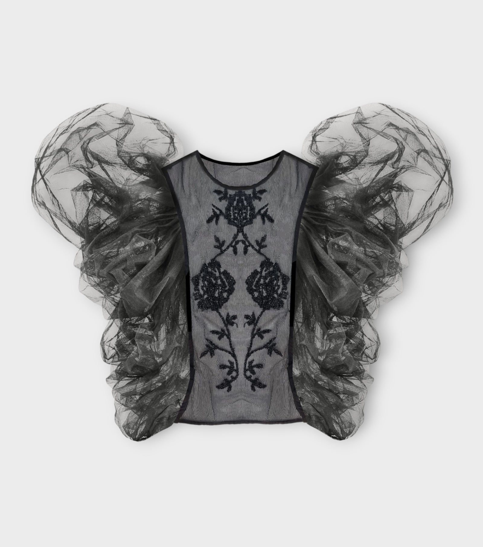 Embroidered Top with Detachable Sleeves