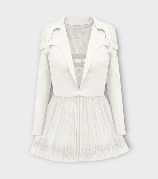 Peplum Style Jacket | White