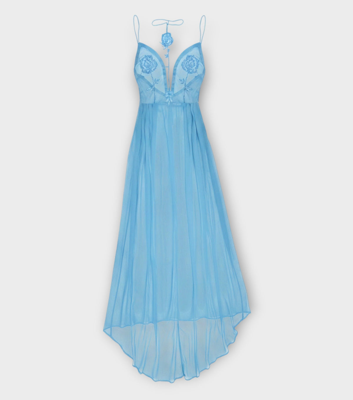 Rose Embroidered Maxi Dress | Blue