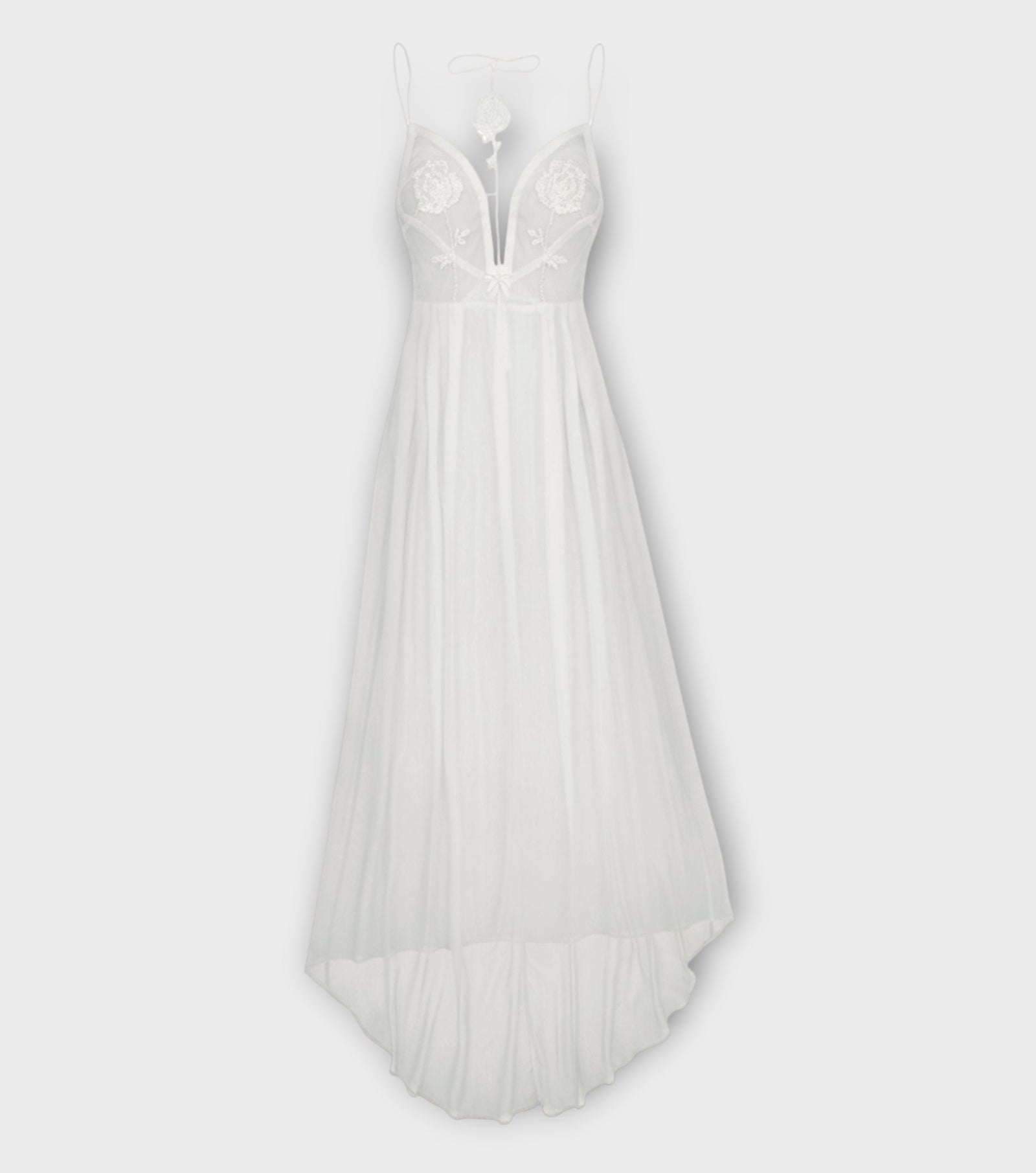 Rose Embroidered Maxi Dress | White