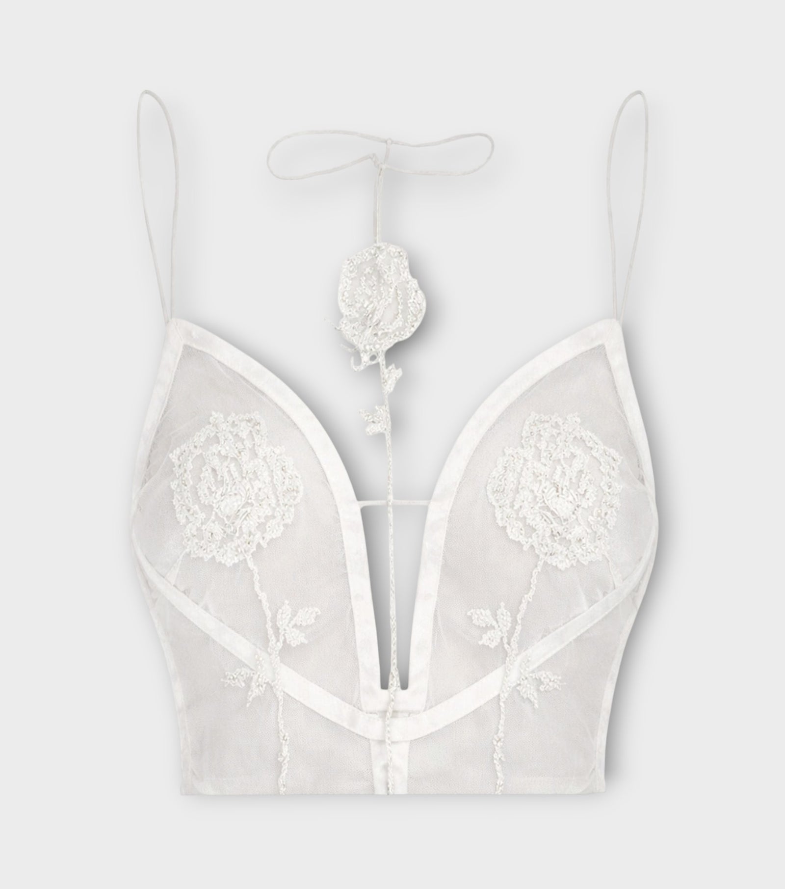 Rose Sheer Top | White