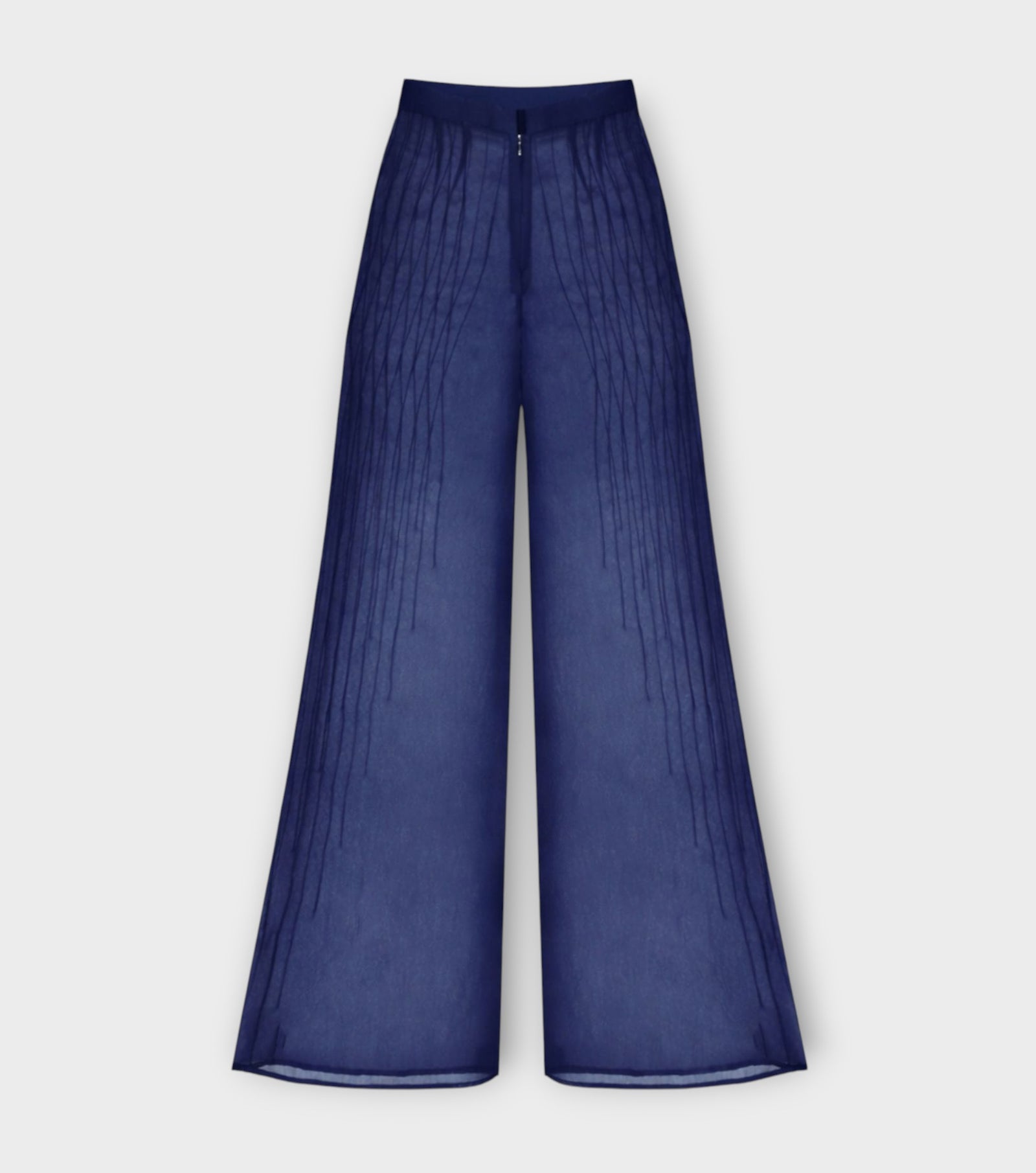 Sheer Pin Tuck Trousers | Blue