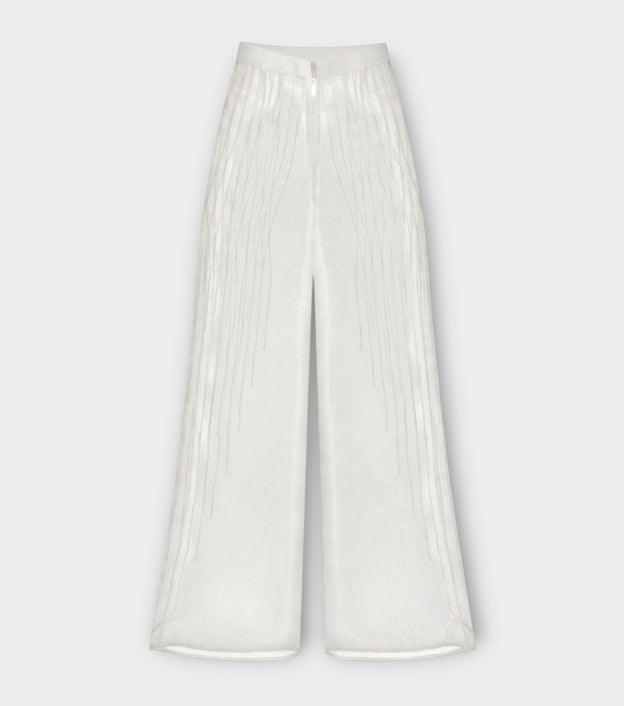 Sheer Pin Tuck Trousers | White