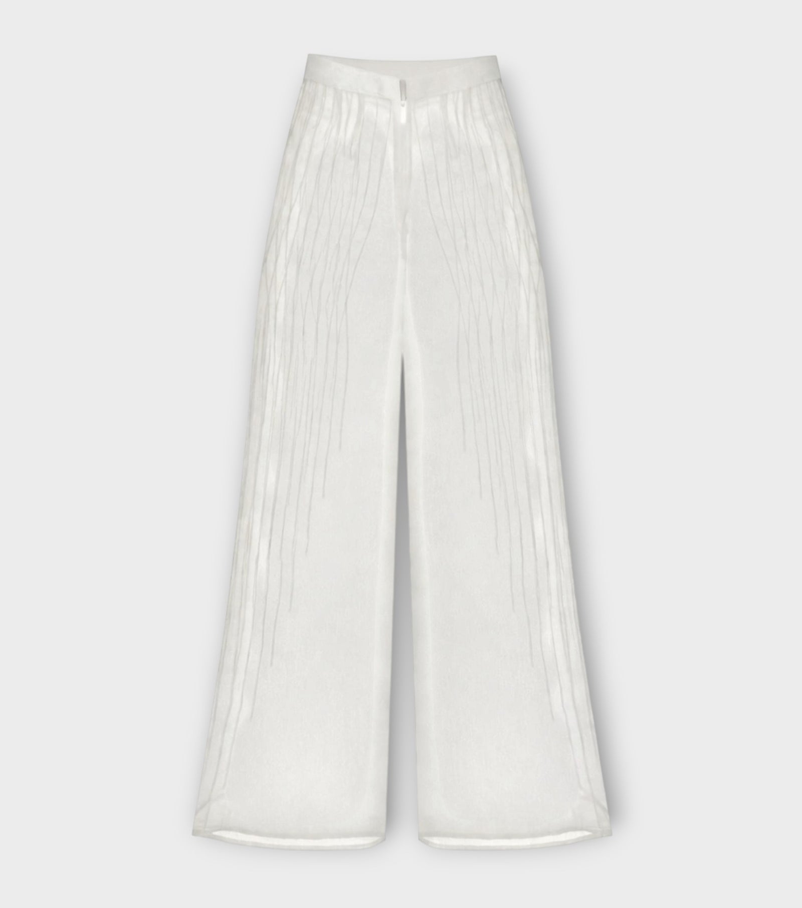 Sheer Pin Tuck Trousers | White