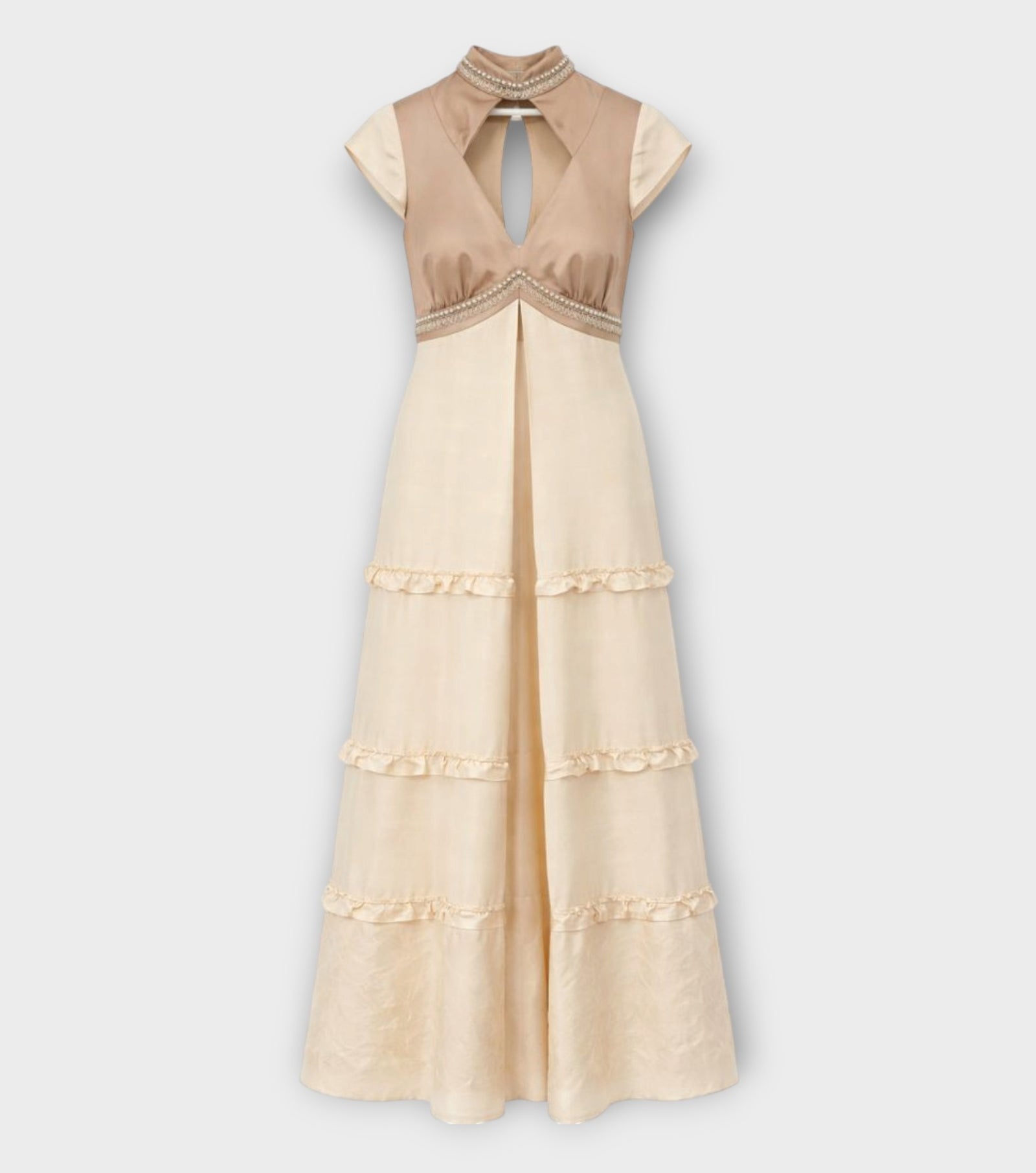 Embellished High-Neck Tiered Dress | PR Sample