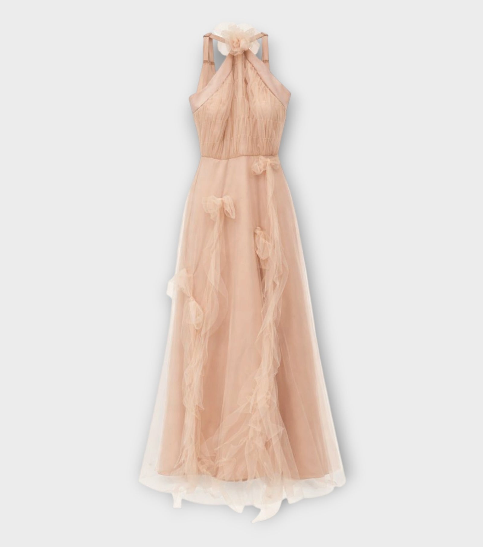 Sheer Ruffle Detail Evening Gown | PR Sample