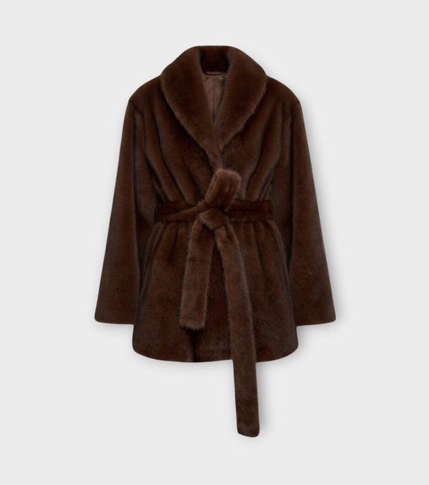 Eva Faux Mink Brown Fur Coat