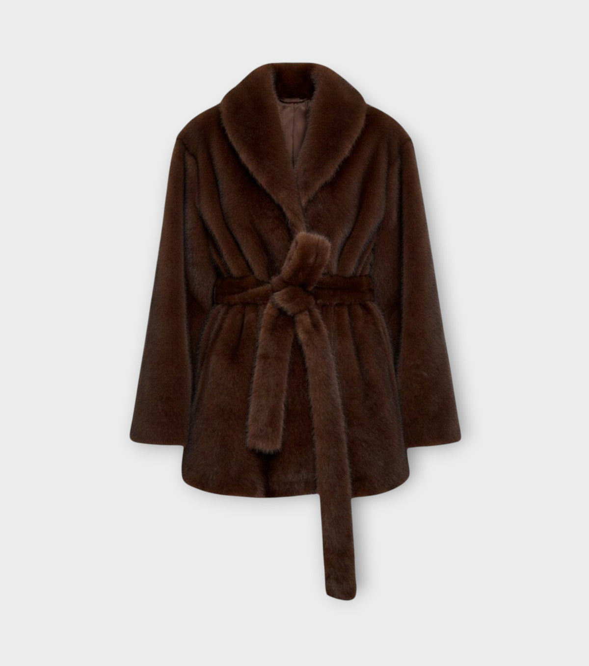Eva Faux Mink Brown Fur Coat