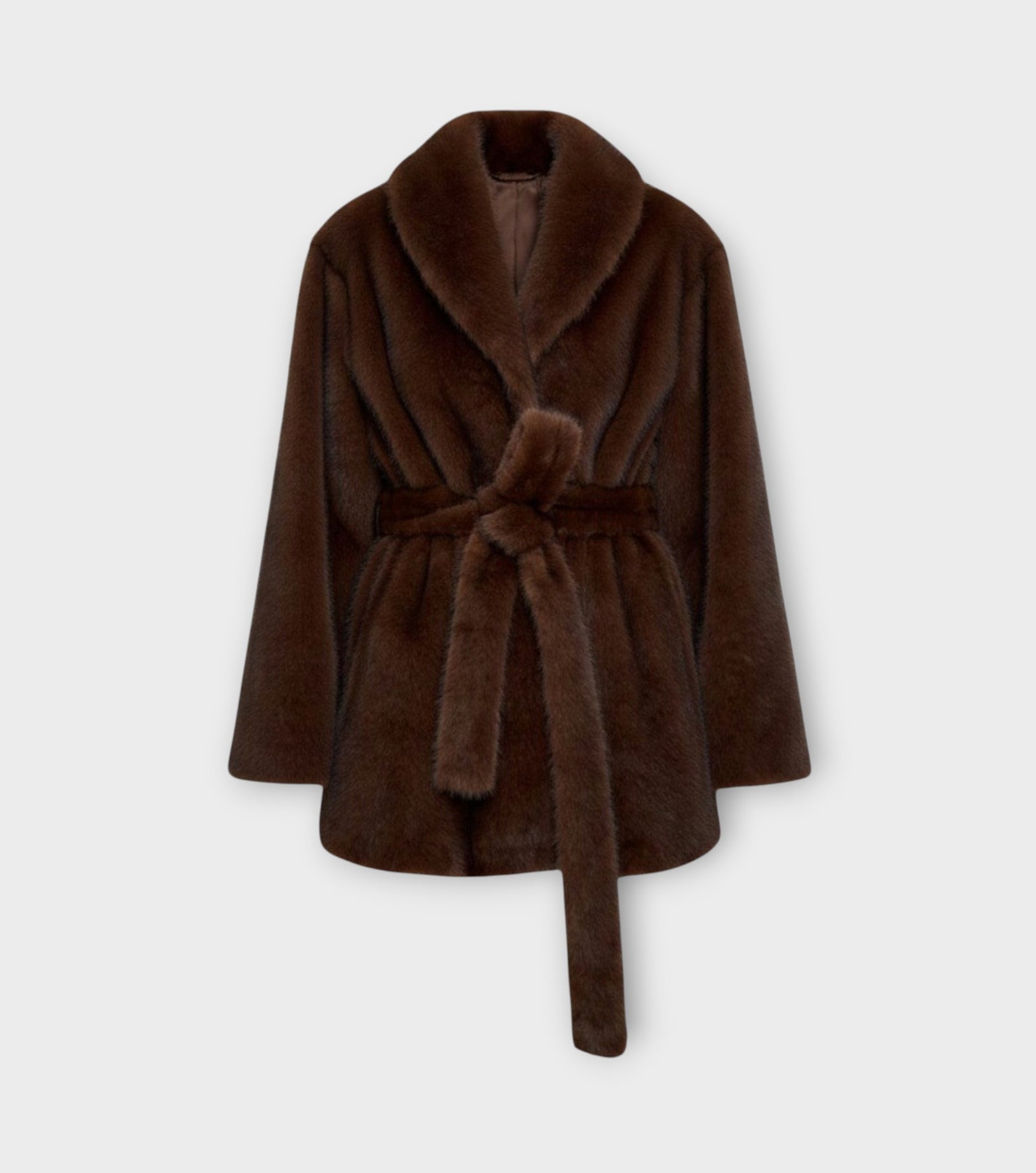 Eva Faux Mink Brown Fur Coat