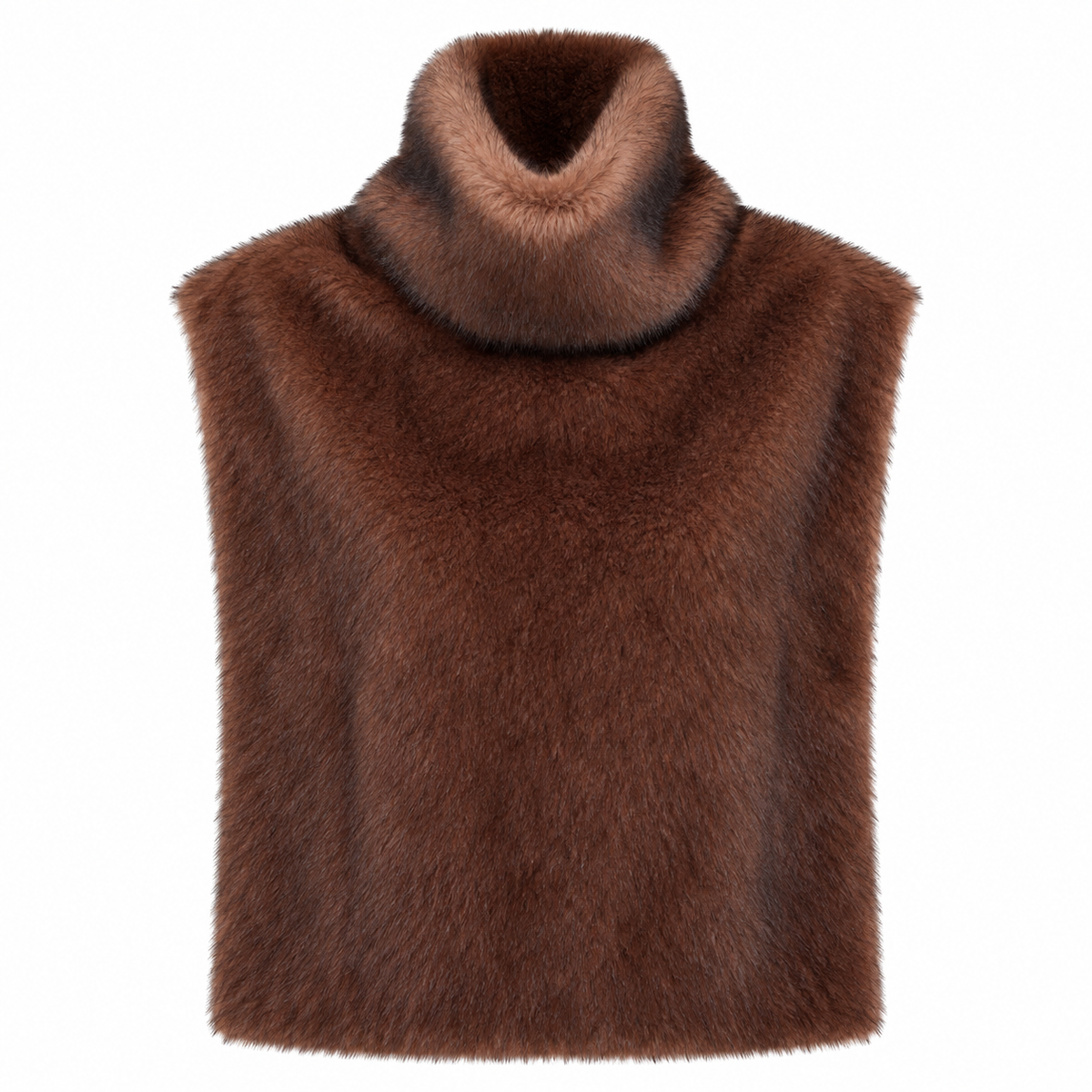 BASSIA light brown faux mink fur dickey with turtleneck, women's layering accessory, buy at DOORS NYC