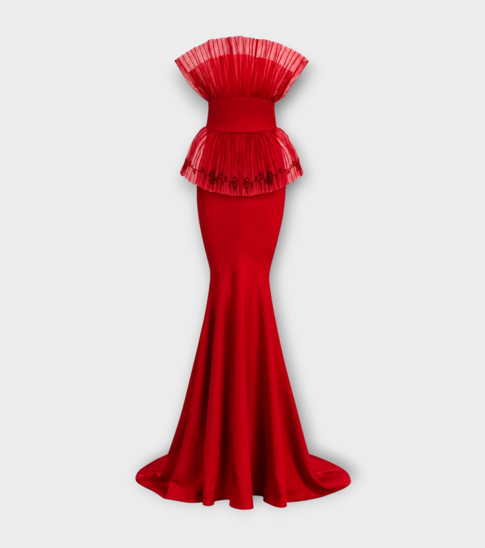 Floral Structured Gown | Red