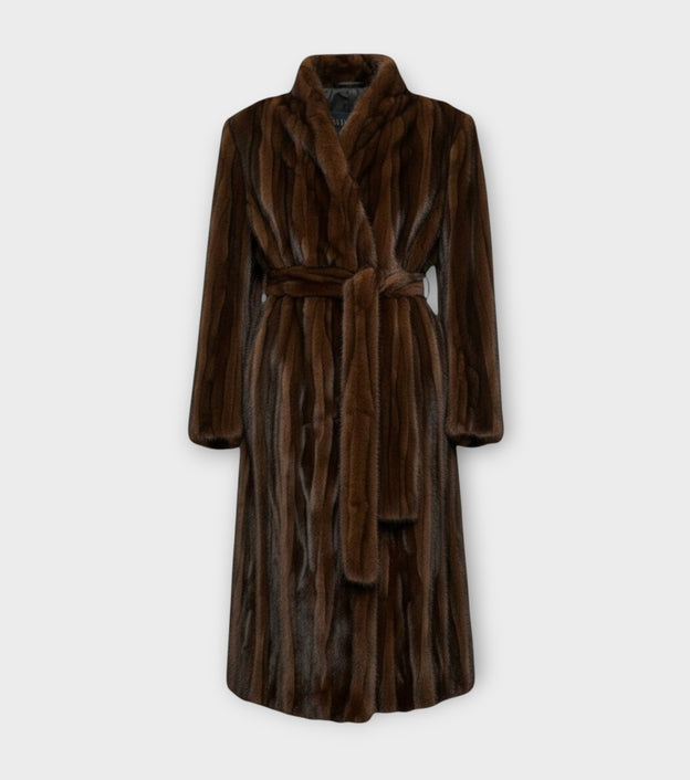 Francesca Patchwork Faux Mink Fur Coat