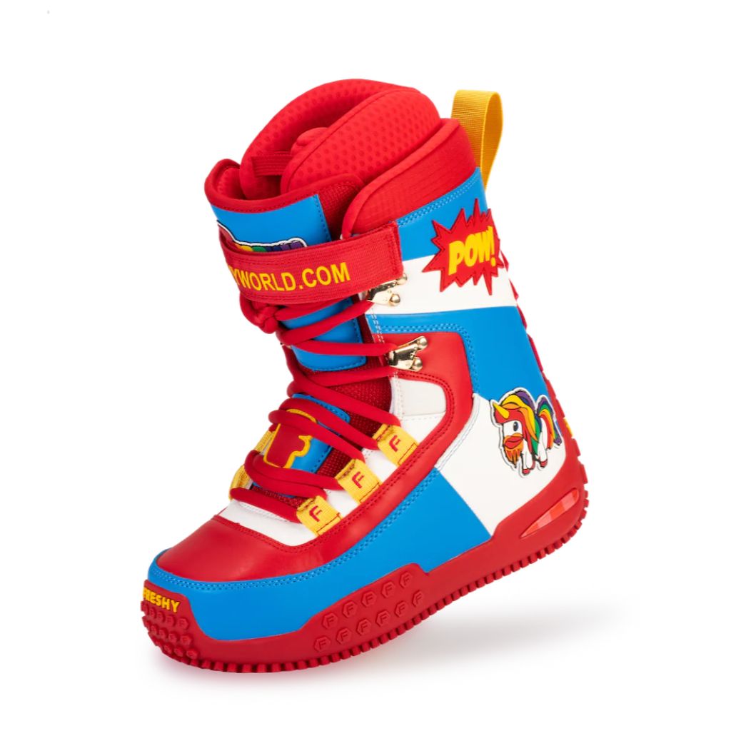 FRESHY - Pow Stomps Boots | Red and Blue, buy at DOORS NYC